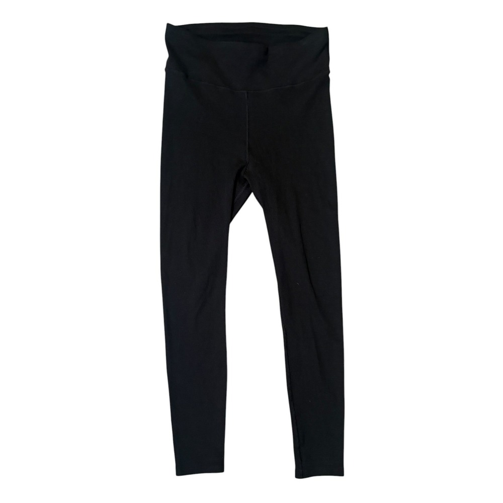 PACT Organic Cotton Ribbed Leggings Black Ankle M Casual Pilates Yoga Workout